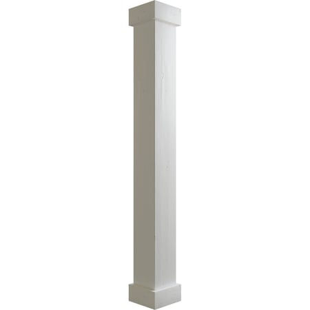Knotty Pine Faux Wood Non-Tapered Square Column Wrap W/ Standard Capital & Base, 6W X 5'H